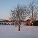 Kuti (wooden hut) in the snow